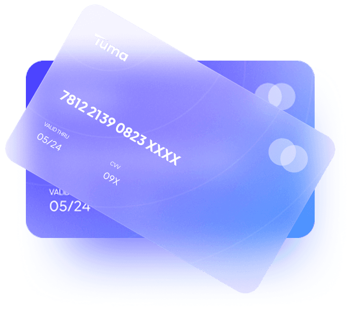 Tuma debit cards showing secure transactions