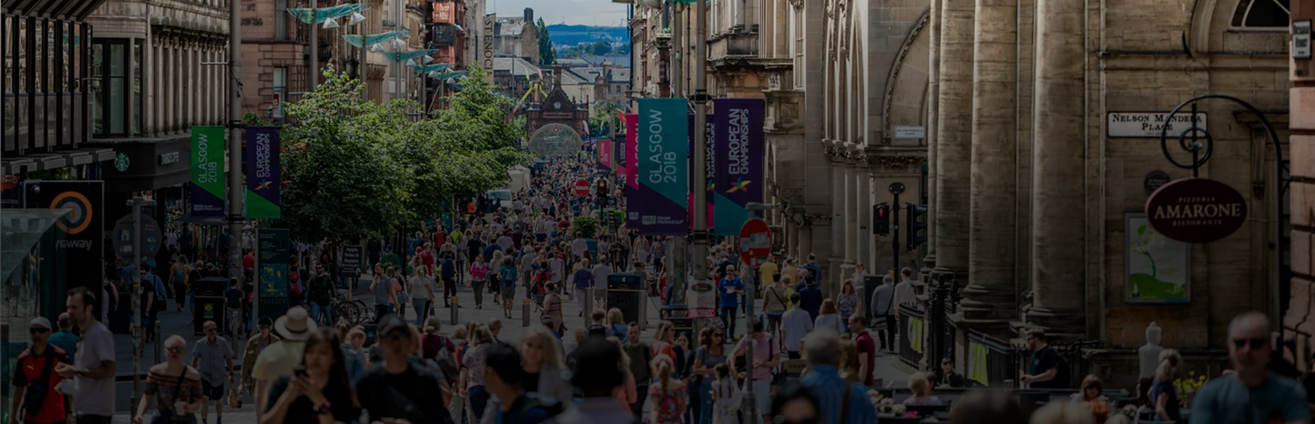 A bustling street scene in the UK